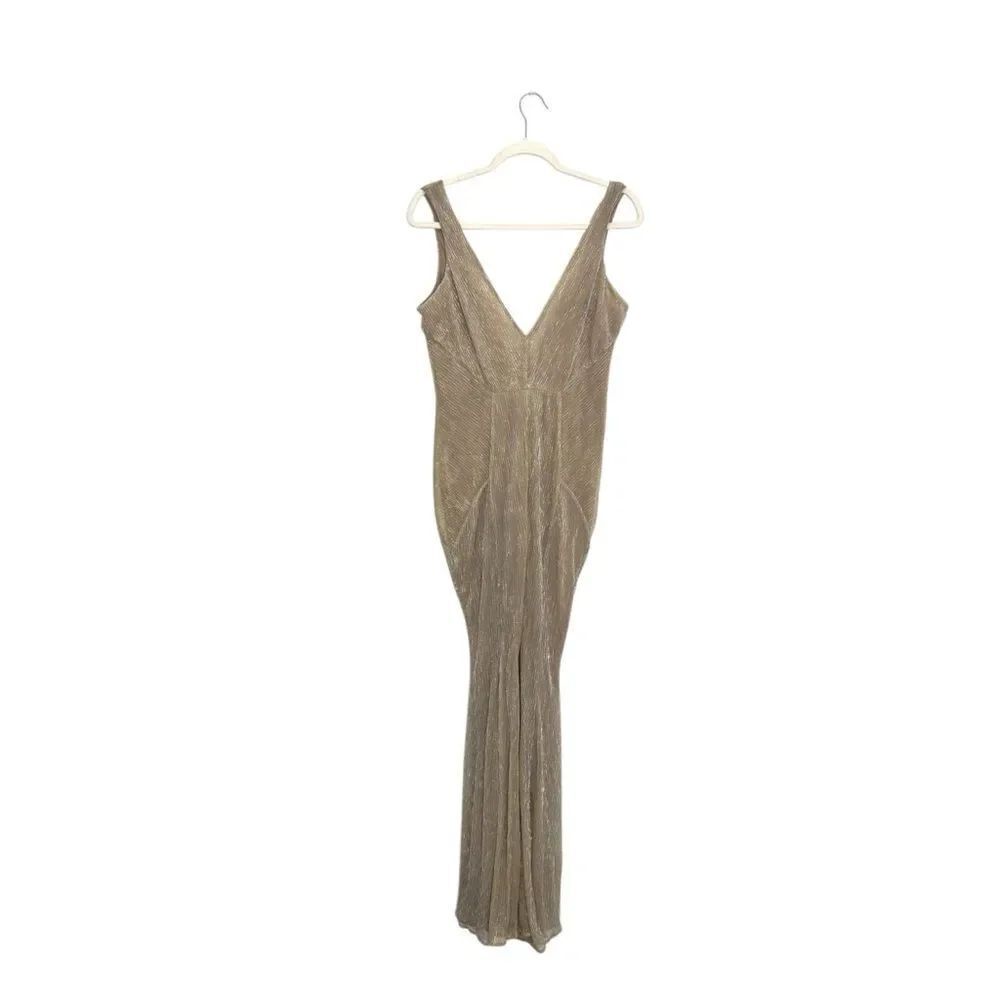 House of CB Fallon Gold Flare Jumpsuit - Picture 12 of 16